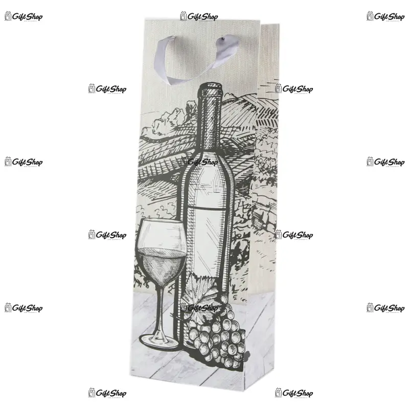 Punga cadou pentru bauturi 12x36 cm - wine graphic